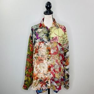 Vintage Sebatu Sheer Mixed Media Beaded High Low Top Womens Med 80s Art to Wear